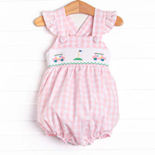 Country Club Cruisin' Smocked Bubble, Pink – Stitchy Fish