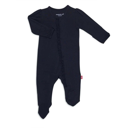 onyx jet black modal magnetic parent favorite footie with ruffles – Magnetic Me-NB