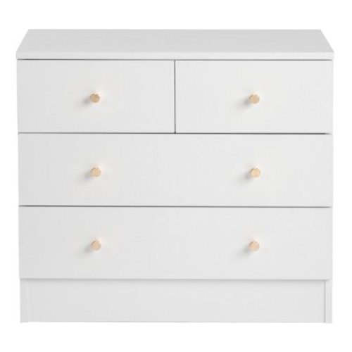Resenkos 4-Drawer Bedroom Dresser, Nursery Storage Organizer with Black Handles, White Home Furniture