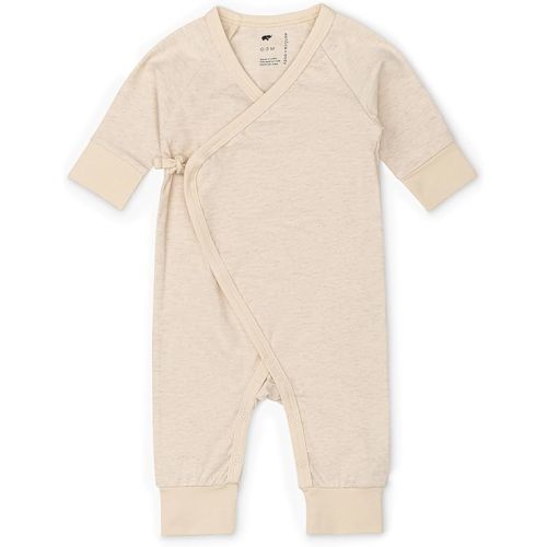 (Newborn) monica + andy Kimono Tie Long Sleeve One Piece, 100% Organic Baby Clothes for Girls & Boys, Preemie, Newborn & Infant
