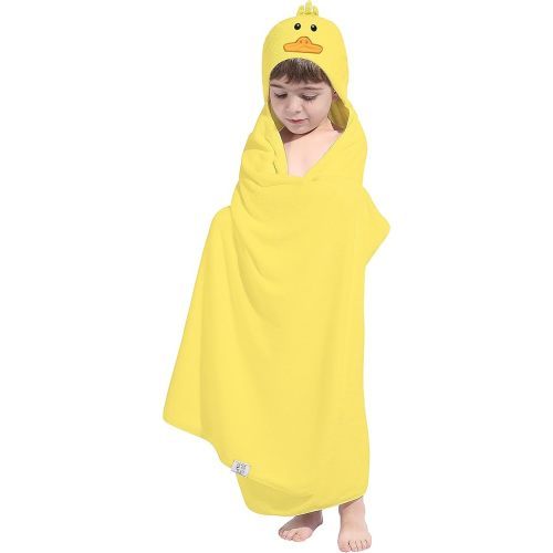 HIPHOP PANDA Hooded Towel for Kids - Viscose Derived from Bamboo, 30 X 50 INCH Large Size for 3-10 Yrs - Premium Kids Bath Towel Beach Towels Wrap for Girls, Boys, Yellow Duck