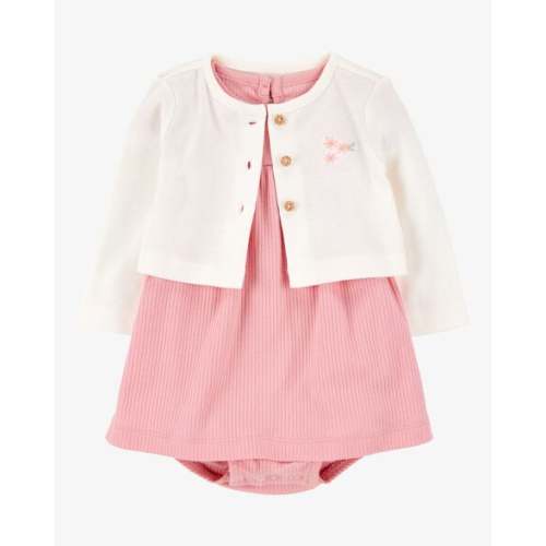 Baby 2-Piece Bodysuit Dress & Cardigan Set - Pink/Ivory - Carter's | Carter's