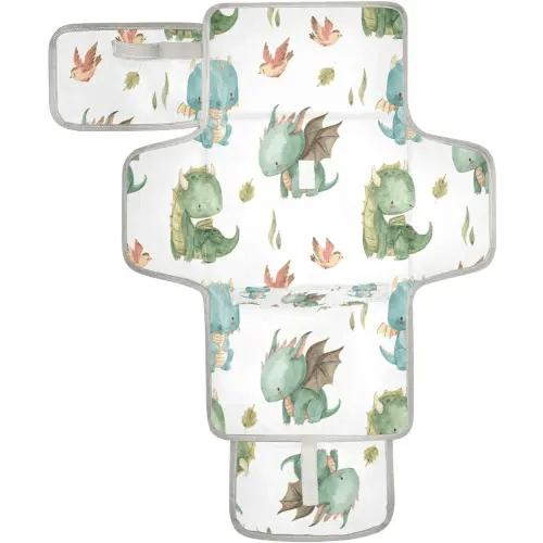 Kigai Portable Diaper Changing Pad Cute Dragon Baby Changing Pad Waterproof Foldable Travel Changing Mat for Baby Shower, Newborn Girls and Boys