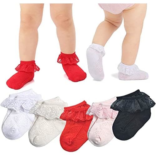 Baby Girl Lace Socks Eyelet Ruffle Socks 2/3/5/6 Pairs Princess Dress Socks Newborn Infant Toddler