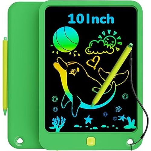 KOKODI LCD Writing Tablet for Kids, 10 Inch Colorful Drawing Tablet, Educational Learning Kids Toys for Age 3-12 Years Old, Toddler Doodle Board,Green