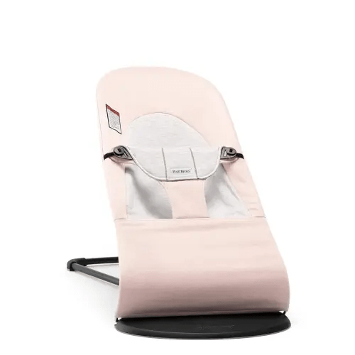 BabyBjörn Bouncer Balance Soft - Light Pink/Gray, Jersey Cotton, 2-in-1 Adjustable Baby Bouncer Seat and Toddler Chair, Newborn to Toddler (8-29 lbs), 4 Positions, Lightweight & Portable