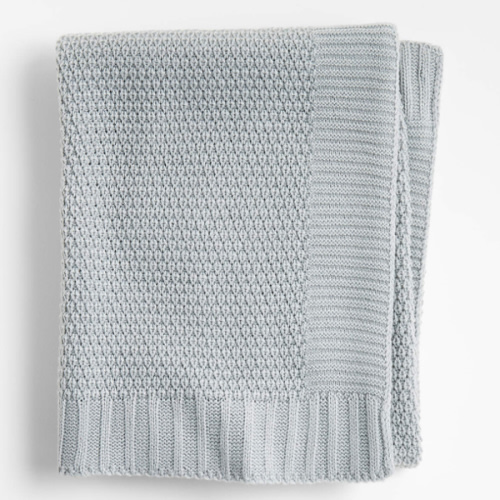Bubble Knit Mist Blue Baby Stroller Blanket