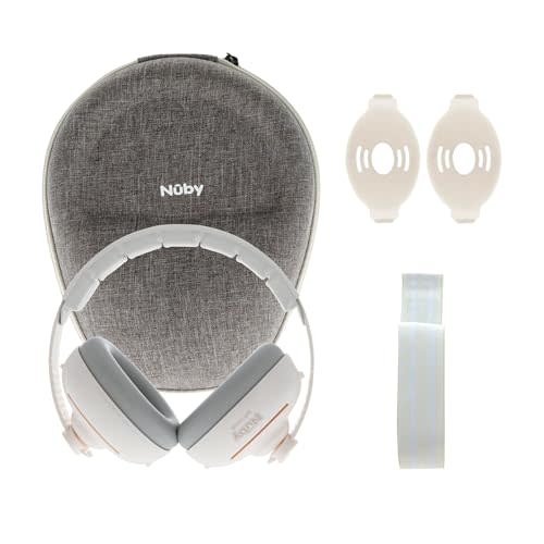 Nuby Soft Sounds 2-in-1 Noise-Canceling Baby Earmuffs with Travel Case - Adjustable Noise Protection for Infants and Toddlers - White