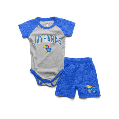 Kansas Jayhawks Wes and Willy Infant ROYAL Cloudy Yarn SS Short Top and Bottom Set - 42151022