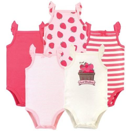 Touched By Nature Baby Girl Organic Cotton Bodysuits 5pk, Strawberries, 12-18 Months