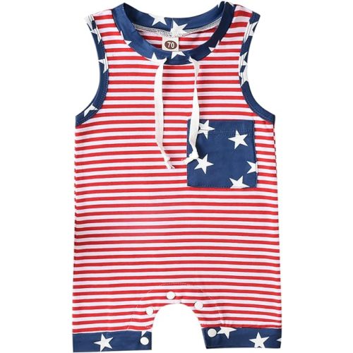 USA Aalizzwell Baby Boy Jumpsuit, Newborn Infant Sleeveless Short Romper One Piece