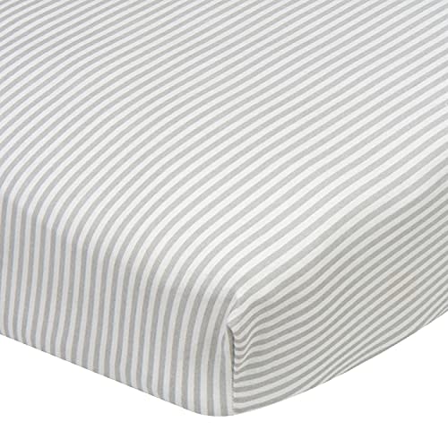 Gerber Baby Boys Girls Neutral Newborn Infant Baby Toddler Nursery 100% Cotton Fitted Bedding Crib Sheet, Stripes Grey, 28" x 52"