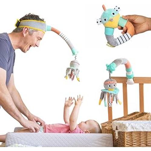 DINGLE DANGLE - Baby Gift Set - 3 in 1 Diaper Changing Helper Headband, Baby Mobile, & Sensory Rattle; Newborn Essentials Must Have - Great Baby Registry or Shower Gift - Featured on Shark Tank
