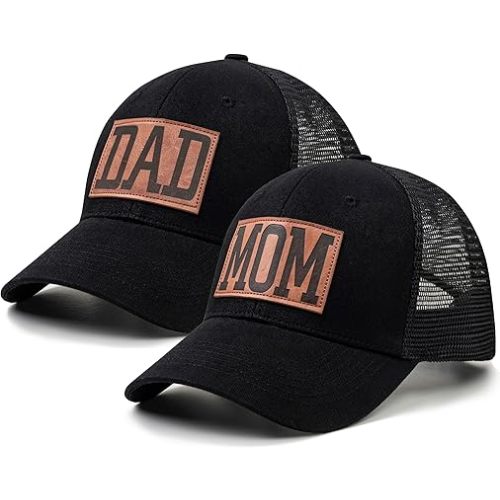 KOLWOVEN Mom and Dad Hats -Mom Dad Gifts Hat Adjustable Baseball Caps Gift for Couples Parents Black