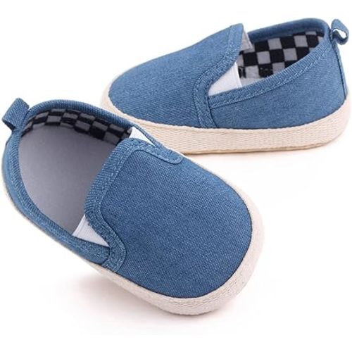 Clowora Unsex Baby Boys Girls Canvas First Walkers Shoes,Infant Non Slip Soft Sole Toddler Flat Lazy Loafers Sneaker