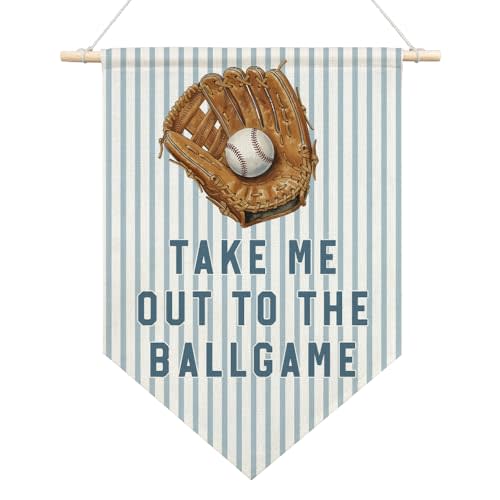 AGMDESIGN Take Me Out To The BallGame Pennant Flag Banner, Vintage Baseball Wall Decor for Toddler Boys Sports Room Nursery Classroom, Sports Decor for Kids Bedroom, Ballgame Lovers Gifts for Son Teen
