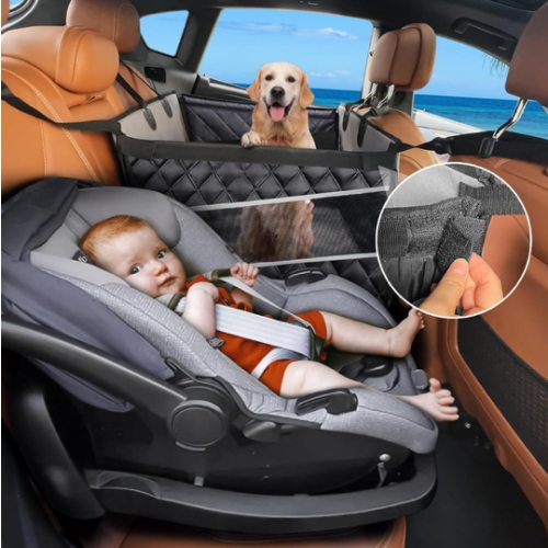 MIXJOY Dog Car Seat for Large Medium Dogs, Back Seat Extender for Pets, Waterproof Pet Carseat for Medium Sized Dog, Hammock for Pet, with Storage Pocket for Cars/SUV/Truck(L)
