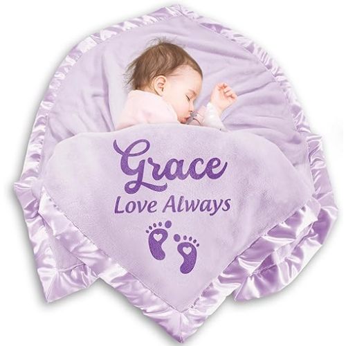 Yofair Personalized Baby Blanket for Girls Boys Custom Blanket with Name Customized Baby Gifts for Newborn