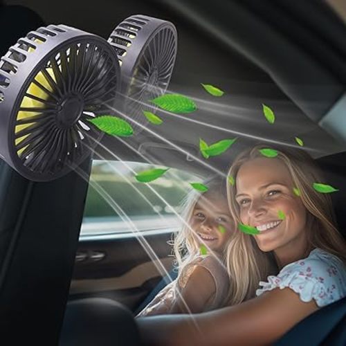 Car Fans for Backseat for Kids,Dual Head Usb Powered Car Fan for Car Rear Back Seats Baby(No Battery)