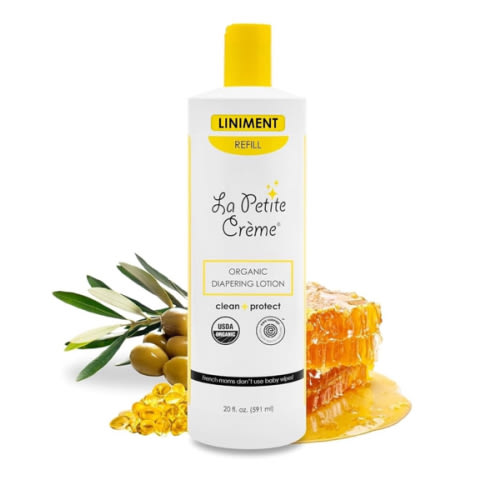 La Petite Creme French Premium Diapering Lotion - Diaper Cream Alternative to Baby Wipes - Gentle Moisturizer & Skin Cleanser with USDA Certified Organic Ingredients - Baby Essentials (20 oz)