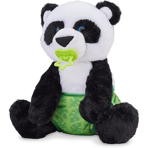 Melissa & Doug 11-Inch Baby Panda Plush Stuffed Animal with Pacifier, Diaper, Baby Panda Doll With Bottle for Ages 18+ Months