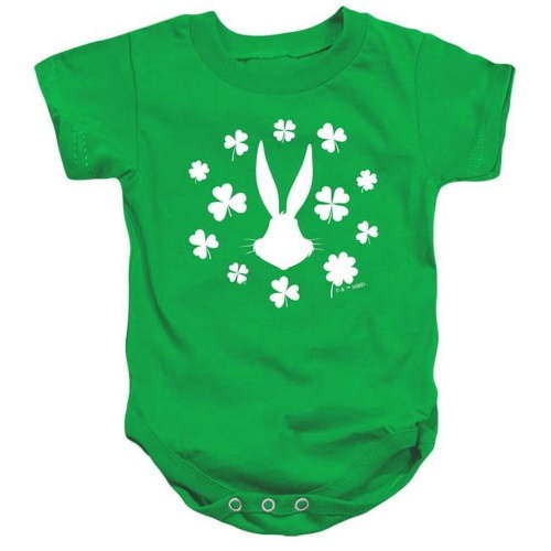 Trevco Sportswear LT10055SPD-SS-2 Looney Tunes Bugs Bunny St. Patricks Clover Silhouette Infant Snapsuit, Kelly Green - Medium - 12 Month