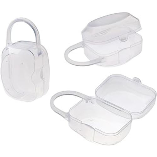 Accmor Pacifier Case, Pacifier Holder Case with Handle, BPA Free Universal Pacifier Container Box for Travel, Transparent, 3 Pack
