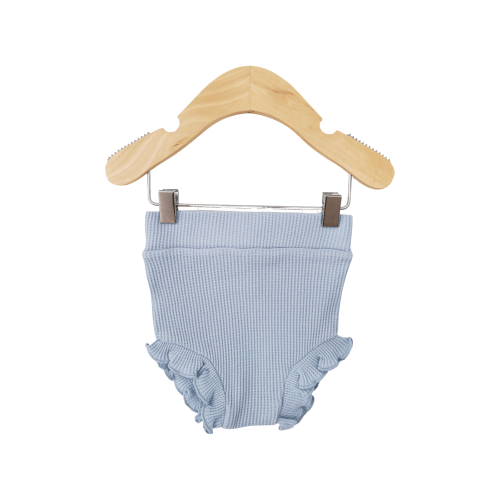 Organic Waffle Ruffle Bloomer, Baby Blue