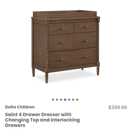 Saint 4 Drawer Dresser with Changing Top and Interlocking Drawers | Delta Children