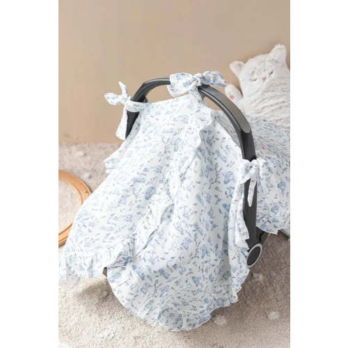 Baby Car Seat Cover - Toile De Jouy / Blue