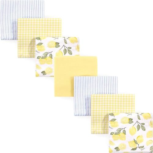 Hudson Baby Unisex Baby Cotton Flannel Receiving Blankets Bundle, Lemons, One Size