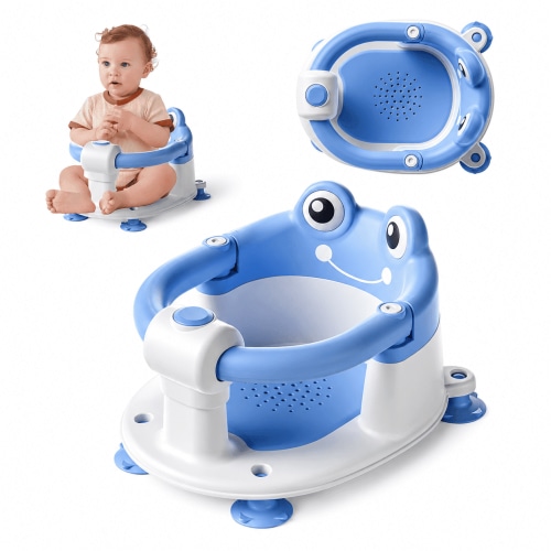 MoreFeel Baby Bath Seat with 4 Suction Cups and Soft Cushion, Blue