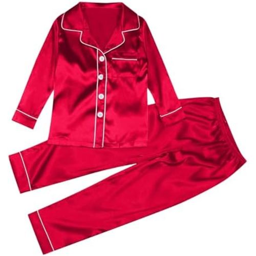 2025 Family Satin Christmas 𝐏a𝐣amas Sets Solid Silk Xmas 𝐏𝐣s Matching Sets Soft 𝗦leepwear for Mens