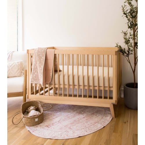 Solid Organic Cotton Fitted Crib Sheet Sandy Pink