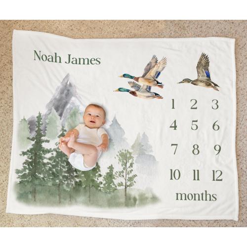 Mallard Duck Month Baby Blanket Boy Duck Hunting Nursery Mallard Duck Baby Shower Gift New Parents Woodland Baby Blanket Duck Hunt Nursery