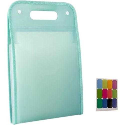 Translucent Vertical Accordion File Folder,13 Pockets Expanding File Organize with Labels,A4 Letter Size Document Receipt Organizer Accordion Filing Folder for School, Home,Office.(Green)