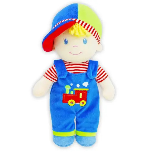 June Garden 13.5" Soft Dolly Ben - Stuffed Soft Baby Boy Doll for Birth and Up - Blue Outfit