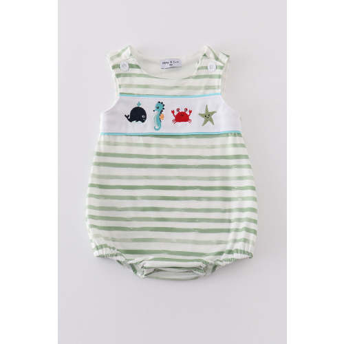 Marine creature embroidery stripe bubble