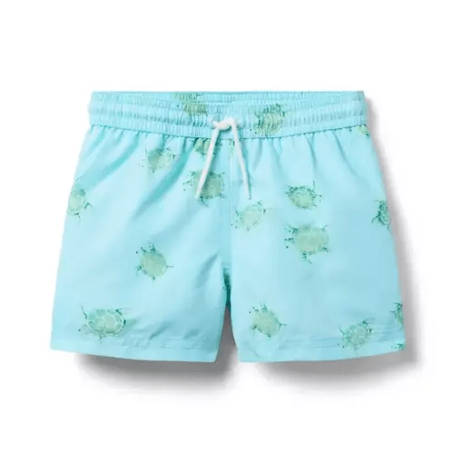 Boy Blue Shallows Turtle Recycled Turtle Swim Trunk by Janie and Jack