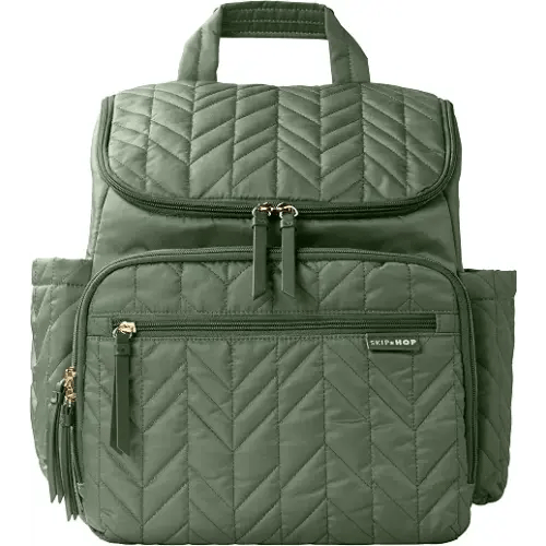 Skip Hop Diaper Bag Backpack: Forma, Multi-Function Baby Travel Bag with Changing Pad & Stroller Attachment, Sage