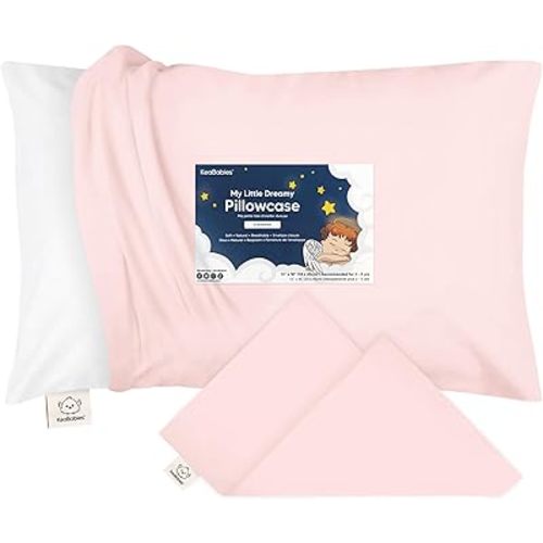 KeaBabies Toddler Pillowcase for 13X18 Pillow - Organic Toddler Pillow Case for Boy, Kids - 100% Natural Cotton Pillowcase for Miniature Sleepy Pillows - Pillow Sold Separately (Mist Pink)