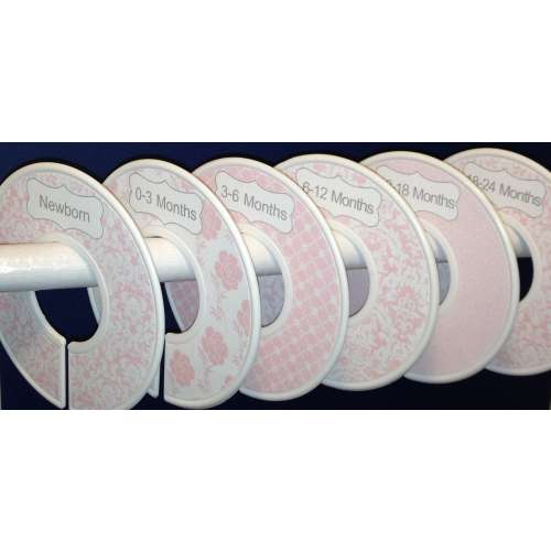 Baby Closet Dividers Organizers Shabby Elegance in Soft Pink with Grey Labels CD409 Baby Girl Shower Nursery Gift Closet Clothes