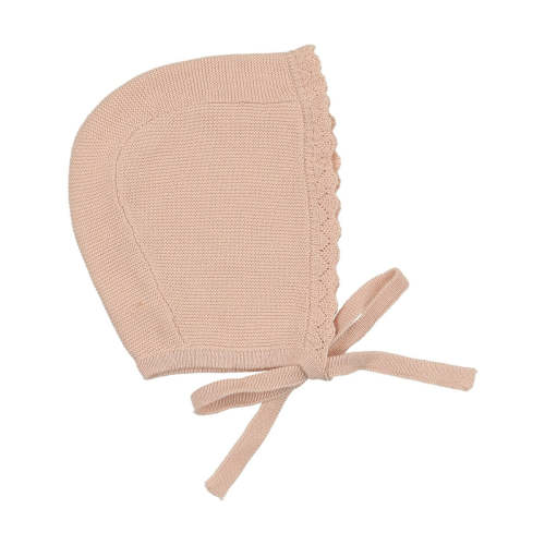 Lilette Soft Pink Knit Collar Ruffle Bonnet