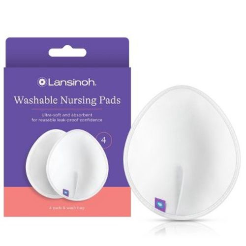 Lansinoh Washable Nursing Pads With Mesh Wash Bag - White - 4ct