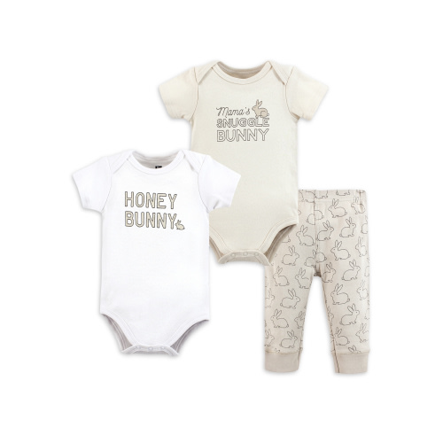 Hudson Baby 2 Cotton Bodysuits and Pant Set, Newborn- 24 Months