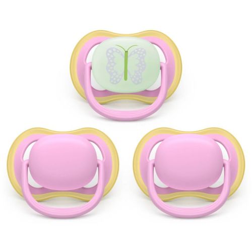 Philips Avent Ultra Air Pacifiers 6-18m - Pink/Butterfly Day+Night - 3pk