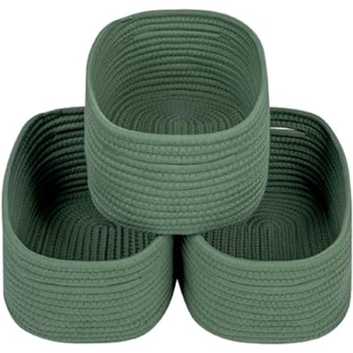 CubesLand Woven Basket for Organizing/Storage,Cube Shelf Closet Storage Baskets Bins,Long-lasting &Skin-friendly Toy Storage Basket,Stylish Room Decor Basket,Rope Basket,Green Basket for Shelves