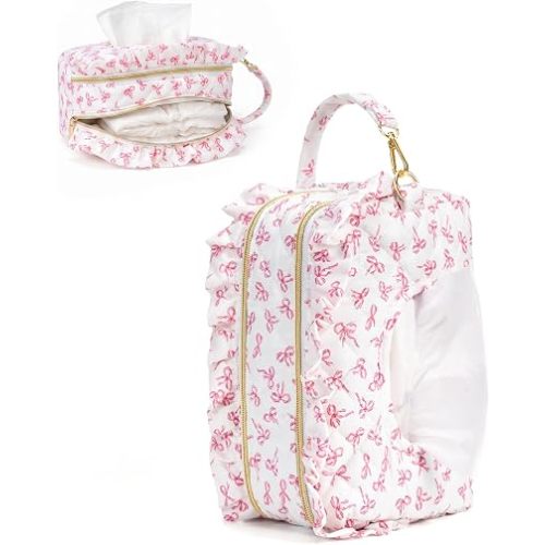 Double-layer Wipe Holder Quilted Wipes Bag Small Hanging Diaper Bag Portable Wipe Pouch for Stroller, Home, Travel