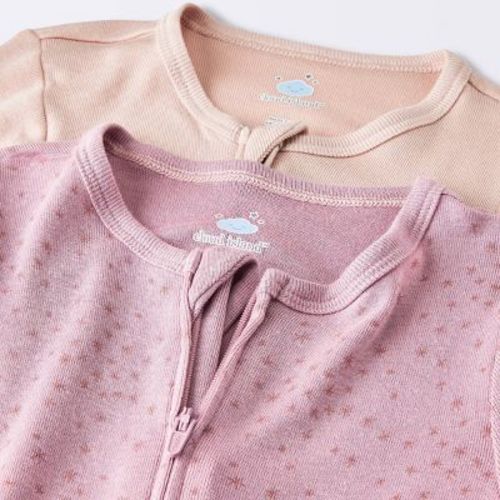 Baby Girls' 2pk Stars Modal Blend Romper - Cloud Island™ Dark Pink Newborn
