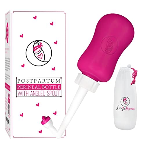 Ninja Mama Peri Bottle for Postpartum Care Post Partum Essentials for Pain Relief, Tears & Hemorrhoids After Birth Portable Perineal Bottle with Angled Spout Labor & Delivery Hospital Bag. (360ml)